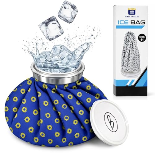 Image of Btag Hot & Cold Ice Bag for Pain Relief (11 Inch) |Reusable Cold Therapy for First Aid Sports Injury, Shoulder, Swelling |Leakproof & Durable Leakproof Fabric Headache, Muscle Pain(Blue Yellow Flower)