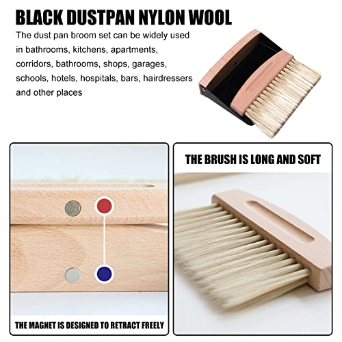 Aicharynic Schaufel und Besen Set, Tischbesen Besen und Kehrschaufel Set, Mini Kehrblech und Handfeger Besen, Handbesen mit Kehrschaufel Mini Besen Tischfeger Tischbürste Krümelbürste (Holzfarbe) – Bild 7
