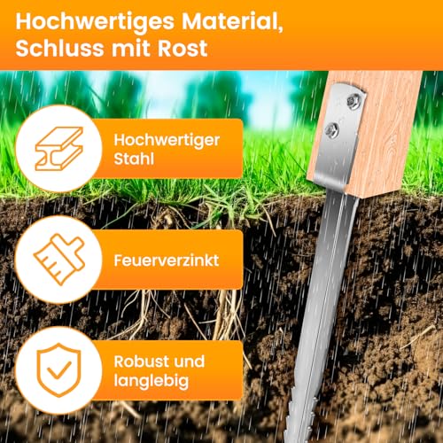 SCHINTILLO 4er-Pack Einschlaghülse Schaukel Bodenanker Z-Form Feuerverzinkt Erdanker Bodenanker für Holzpfosten Bodenhülse Pfostenträger für Schaukel(4x53cm)