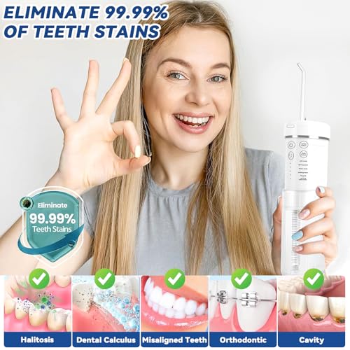 Nxpz Idropulsore Dentale Portatile, Apparecchio Dentale Elettrico Senza Fili Con 4 Modalità E 4 Ugelli, Serbatoio Estendibile 160 Ml, Ricaricabile USB-C, Impermeabile IPX7, Ideale Per Viaggi E Casa - 7