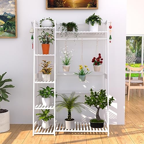 Wtz Clothes Rack, Bamboo Garment Rack With Shelves, Clothing Rack For Hanging Clothes, Freestanding Closet Organizer For Living Room Bedroom Entryway Bathroom Office, Cr-538 White #TOP4