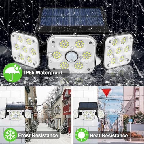 Image of WIDEWINGS Outdoor Solar Light, Solar Light with Motion Sensor Ip65 Waterproof 138 Led Outdoor Solar Floodlight 3 Heads for Garden (2)