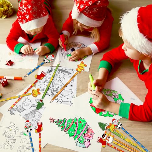 24 lápices navideños con adornos de madera multicolor miniatura 5