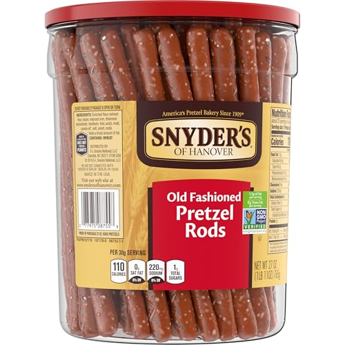 Image of Snyder's of Hanover, Old Fashioned Pretzel Rods, 27 Oz Canister (Pack of 2)