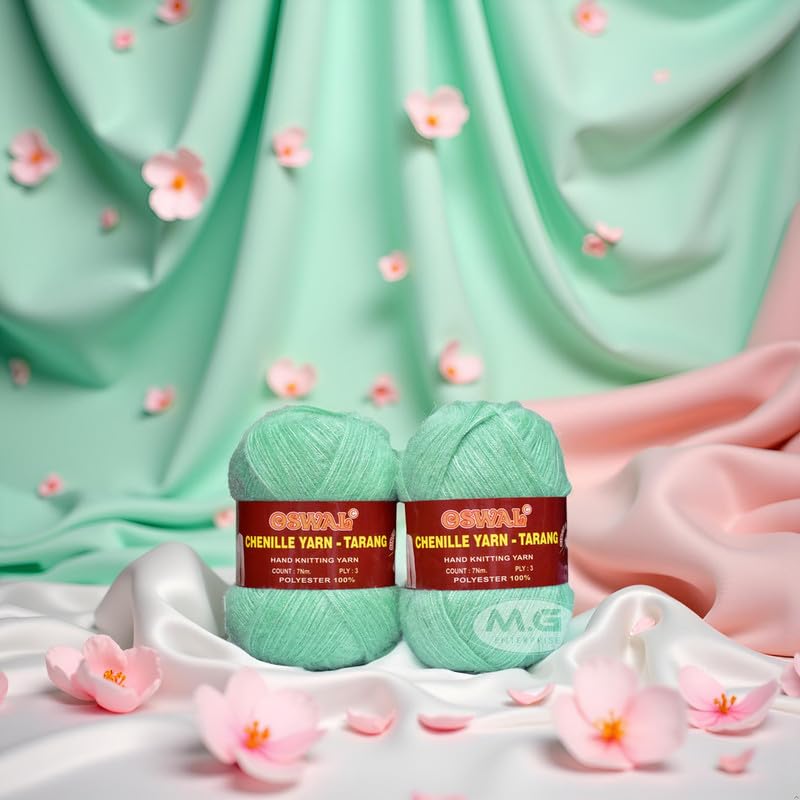 Image of M.G ENTERPRISE Knitting Wool Yarn, Soft Fancy Feather Wool Sea Green 500 gm Best Used with Knitting Needles, Soft Fancy Wool- Art-HGA
