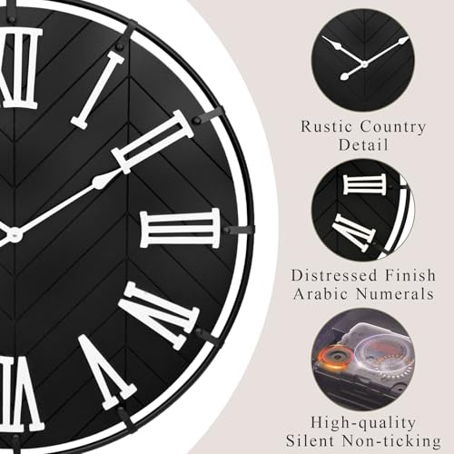 Horloge murale extra large 76,2 cm avec chiffres romains 3D