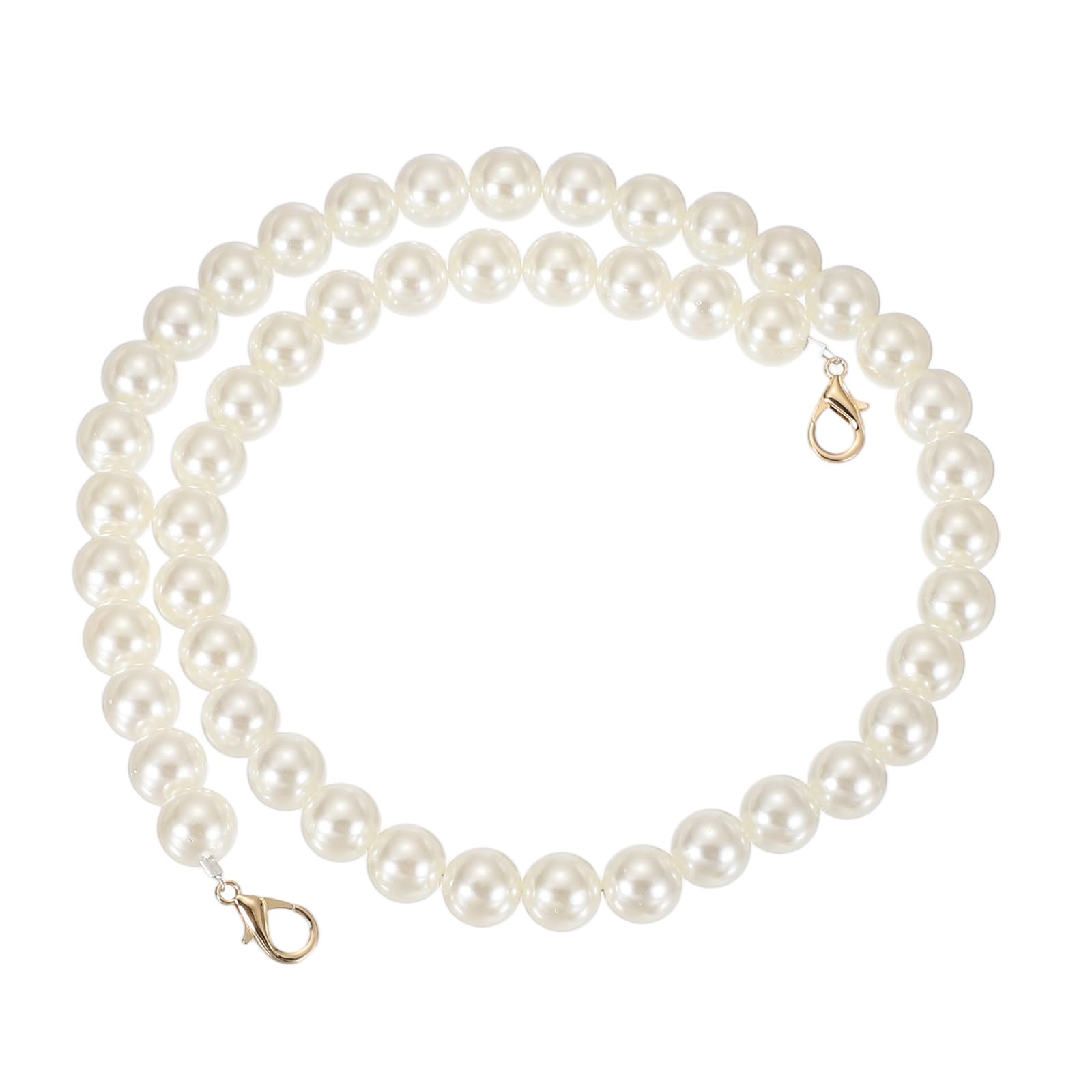 sourcing map Imitation Pearl Purse Strap, 32" Pearl Crossbody Chain Strap with Lobster Buckle Handbag Purse Chain Replacement Beaded Strap for DIY Handbag Hang Bag Accessories, 16mm Gold