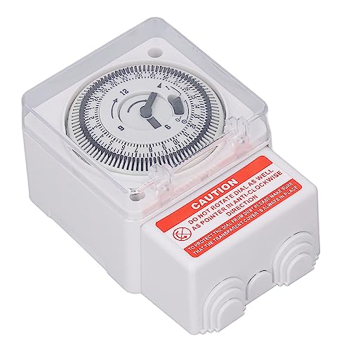 24 Hour Mechanical Box Timer Switch 5 Minute Interval Clock Type Industrial Timer Pool Pump Timers, Black