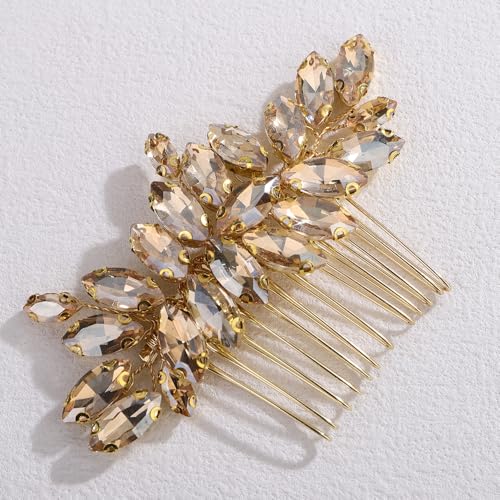 Peine para cabello con rhinestones dorado 9 cm miniatura 3