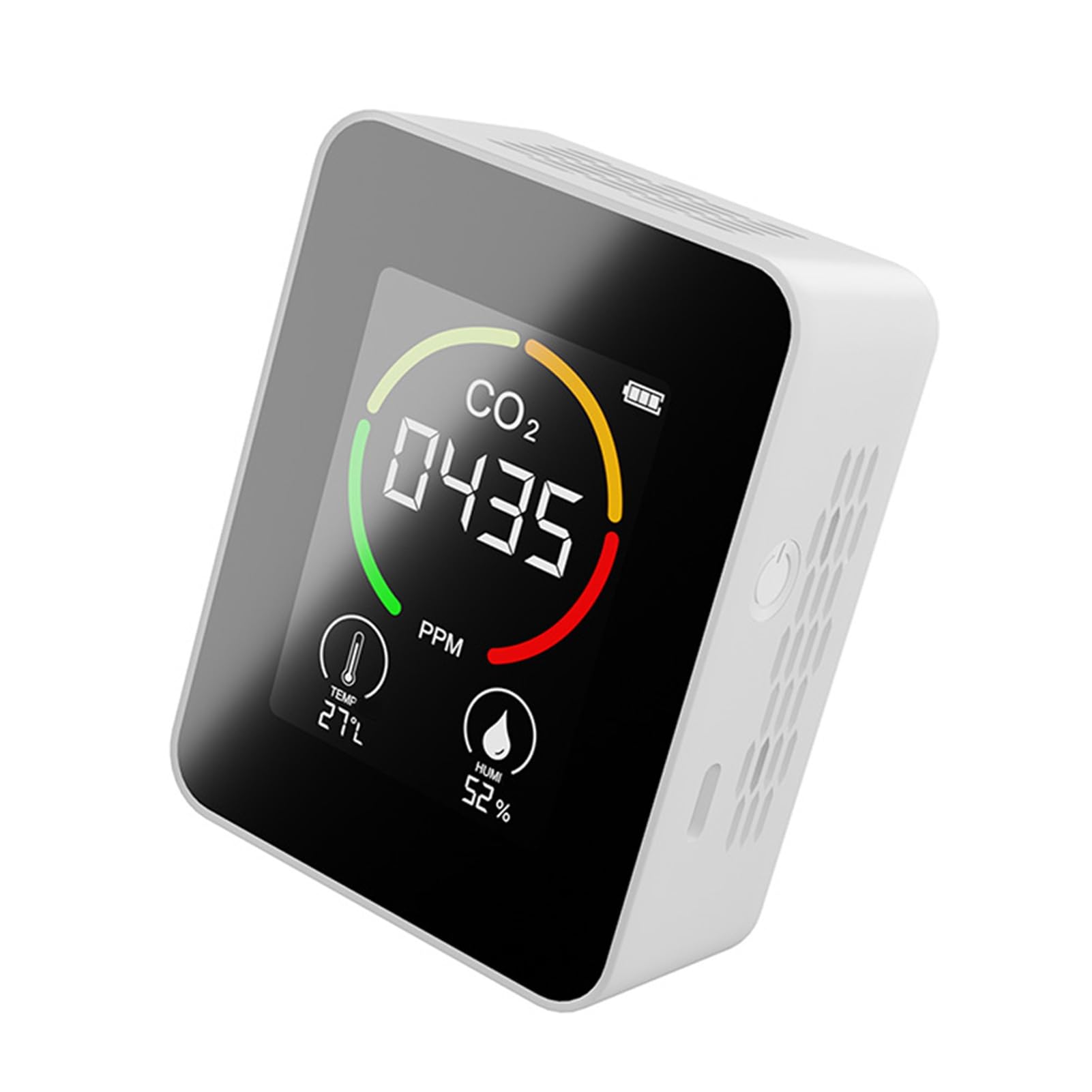 Air Quality Monitor, Radon Detector LCD Large Screen with Intuitive Color-coded System Air Quality Monitor Indoor for Greenhouses, Agricultural Production, Warehouses (White)