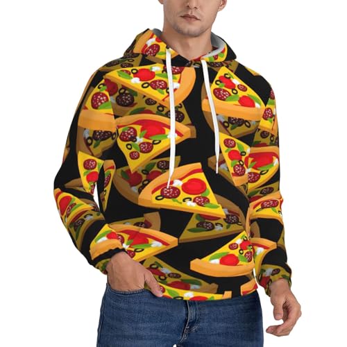 Sweat à capuche imprimé pizza 3D en polaire chaude pour homme