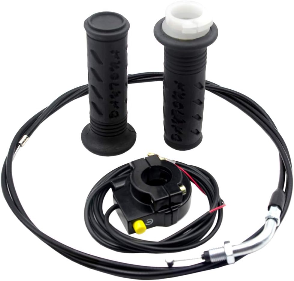 7/8" Twist Throttle Accelerator Handle Grips, 75" Throttle Cable With ON OFF Switch for Mini Bike 49cc 50cc 80cc 90cc 110cc 125cc 212cc Pit Bike Dirtbike Go Kart Zooma Stand Up Gas Scooter