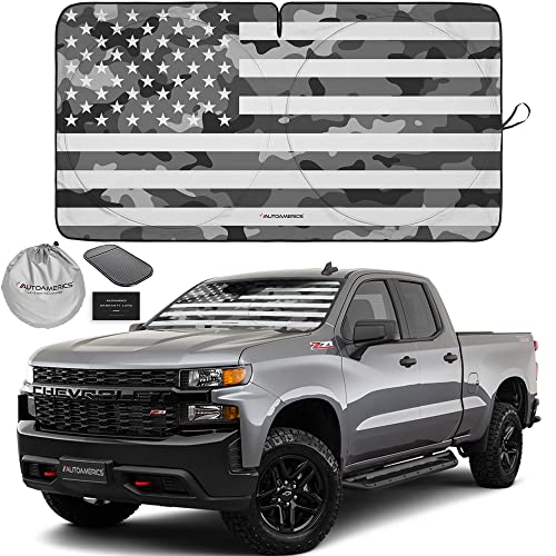 Autoamerics 1-Piece Windshield Sun Shade Gray Camo American Flag Usa Design - Foldable Car Front Window Sunshade For Most Sedans Suv Truck - Blocks Max Uv Rays And Keeps Your Vehicle Cool - Large #TOP15