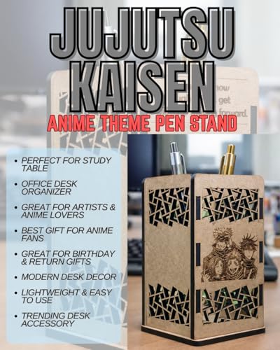 Image of Jujutsu Kaisen Wooden Pen Stand | Anime Pencil Holder for Study Table | Jujutsu Kaisen Desk Accessories