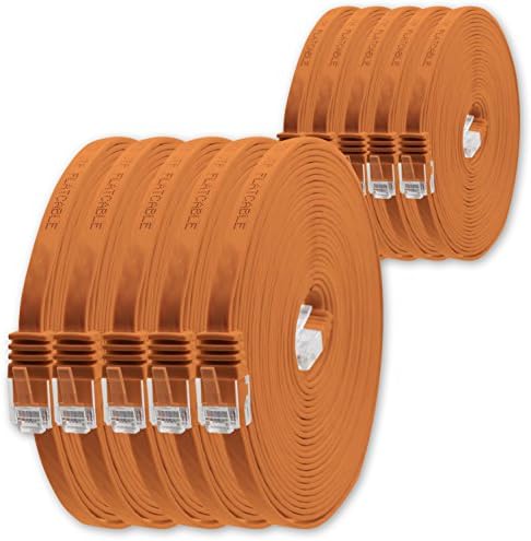 1aTTack.de 10 m - fioletowy - 5 sztuk - Cat.6 płaski kabel sieciowy Cat6 płaski kabel Ultra płaski Cat.6 kabel krosowy 1000 Mbit/s Gigabit LAN (RJ45) płaski Slim Micro