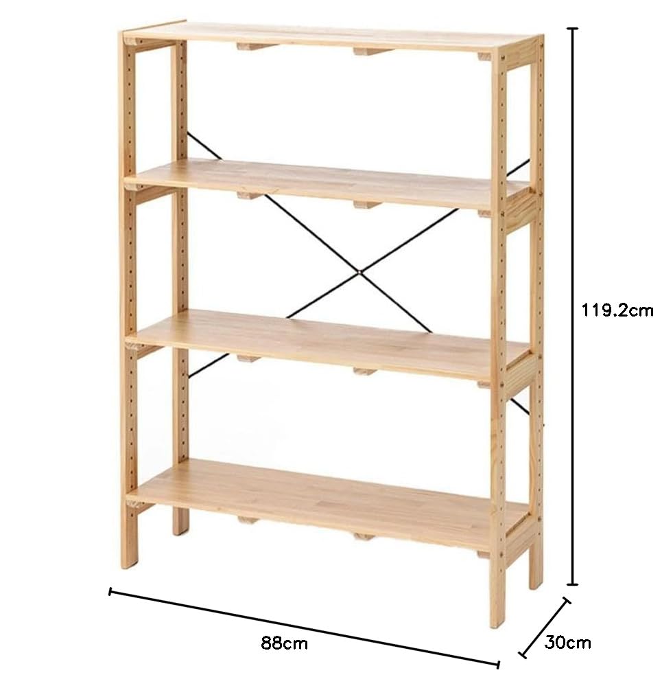 Amazon｜カインズ(CAINZ) 木製ラック 4段 幅88cm｜オープンシェルフ