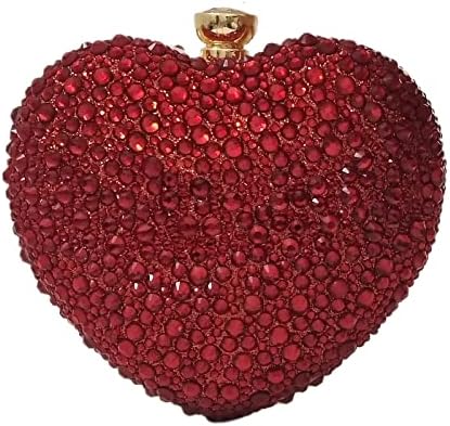 Cute Heart Shape Clutch Purse Mini Love Heart Rhinestone Wedding ...
