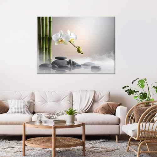 Feeby Cuadro de Flor de Orquídea y Piedras para Transmitir Paz en Tu Dormitorio 2
