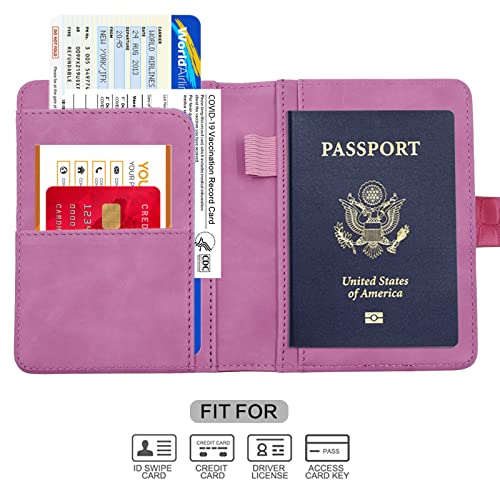 Image of Melsbrinna Premium Leather Passport Holder Covers Case, Waterproof Rfid Blocking Travel Wallet Passport Holder with Pen Holder, Cute Passport Book for Women /Men
