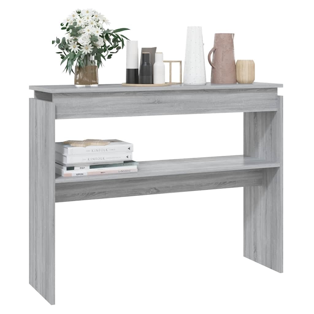 Konsolentisch Grau Sonoma aus Holzwerkstoff, 102 x 30 x 80 cm, Beistelltisch für Flur Wohnzimmer Büro, Ablage für Schlüssel Pflanzen Duftkerzen und Ordnung