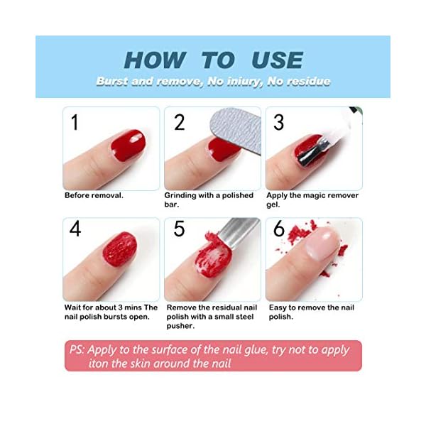 Gel Nail Polish Remover, Professional Gel Nail Remover, Gel Remover For Nails, Remove Soak-Off Gel Polish, Peel Off In 3-5 Minutes (3Pcs)