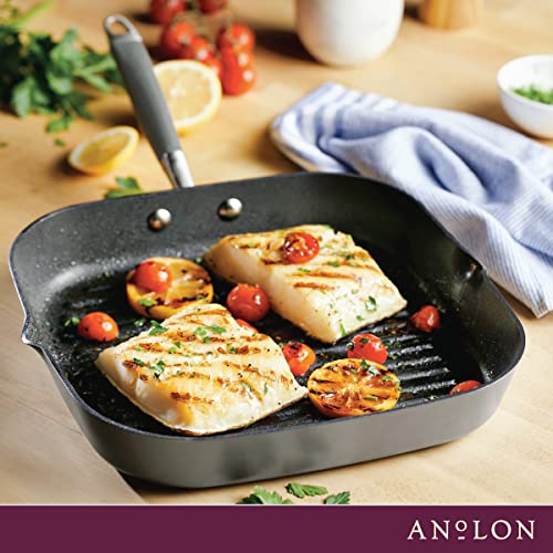 Anolon Advanced Home Hard Anodized Nonstick Deep Square Grill/Griddle Pan With Pour Spouts, 11 Inch - Moonstone #TOP7