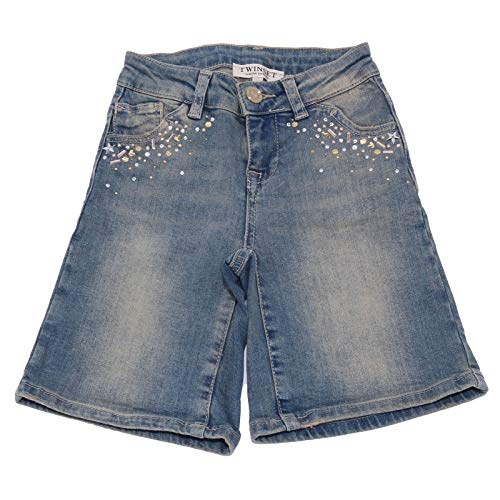 Short kid denim delave TWIN-SET idéal pour les vacances et sorties d'été