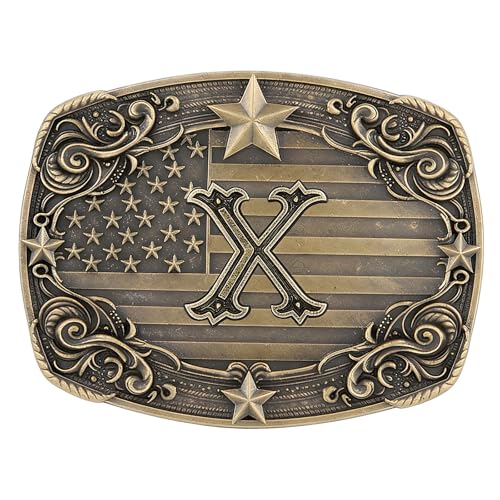 Image of Cowboy Belt Buckle for Men Vintage Western Rodeo Texas Initial Letter ABCDJMR to Z Belt Buckles