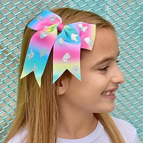 Frog Sac Big Hair Bows For Girls, Large Cheer Bow For Kids, Sparkly Cute Little Girl Hair Accessories, 6 Inches Grosgrain Ribbon Child Bow Pack, Birthday Party Favors (Unicorn) #TOP7