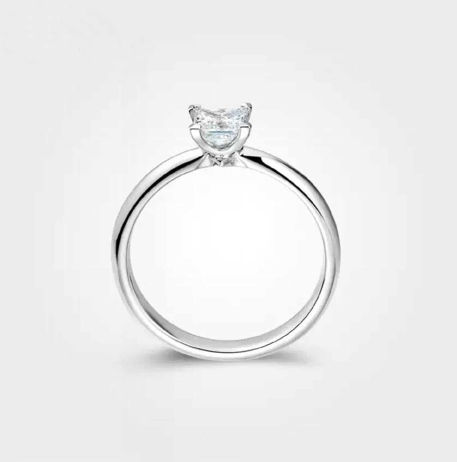 Wycian Anillos de Compromiso Mujer Anillo Compromiso Diamante 9/14/18K Oro Blanco/Platino Diamante de Talla Princesa de 0,5 CT Talla 23,5 Sólido No Chapado Popular para Señoras Cóctel Joyas
