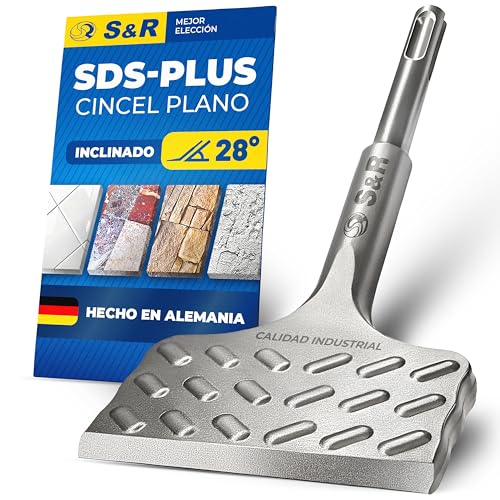 S&R Cincel SDS Plus Azulejos y Baldosas 180/165 x 75 mm ángulado 28° MADE IN GERMANY/Calidad Industrial para Martillo...