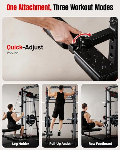 Image of Mikolo M4 2.0 Smith Machine, 2200lbs Squat Rack with LAT-Pull Down System & Cable Crossover Machine, Training Equipment with Leg Hold-Down Attachment
