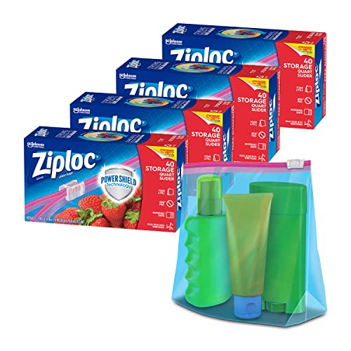 Image of Ziploc Quart Food Storage Slider Bags, Power Shield Technology for More Durability, 4
