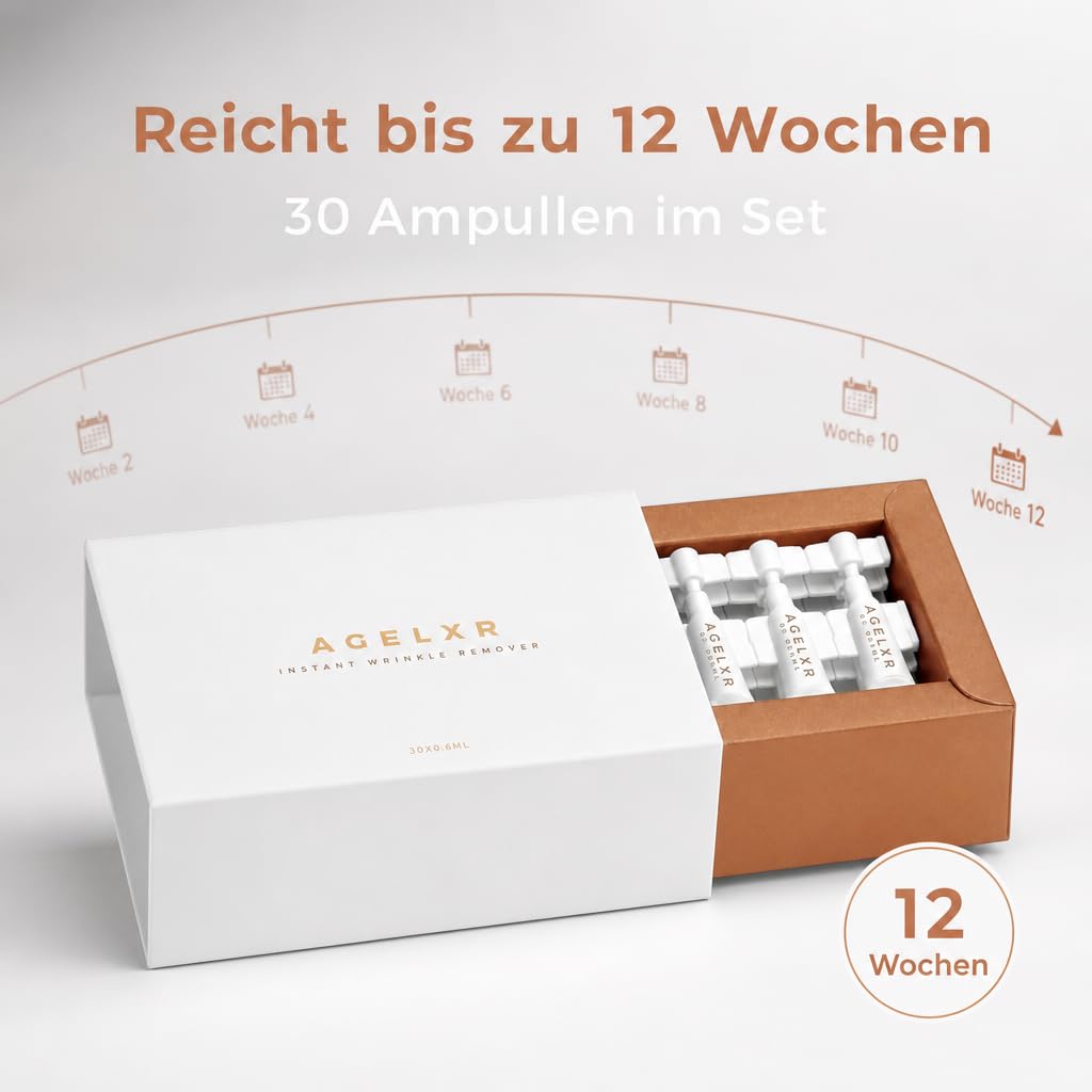 Sérum Instantané Anti Rides - Anti Taches et Anti Cerne Yeux - Crème Visage Anti-Âge à Base d’Argireline® - Raffermissante et Liftante - AGELXR (30 Ampoules à 0.6ml) - pour Femmes et Hommes