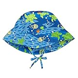 i Play Toddler Boys Quick Dry Bucket Sun Protection Swim and Sun Hat with Chin Strap UPF 50+ Blue Green Sea Turtle 2T-4T and Photo Keychain