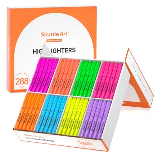 Shuttle Art 288-Pack Highlighters Assorted Colors