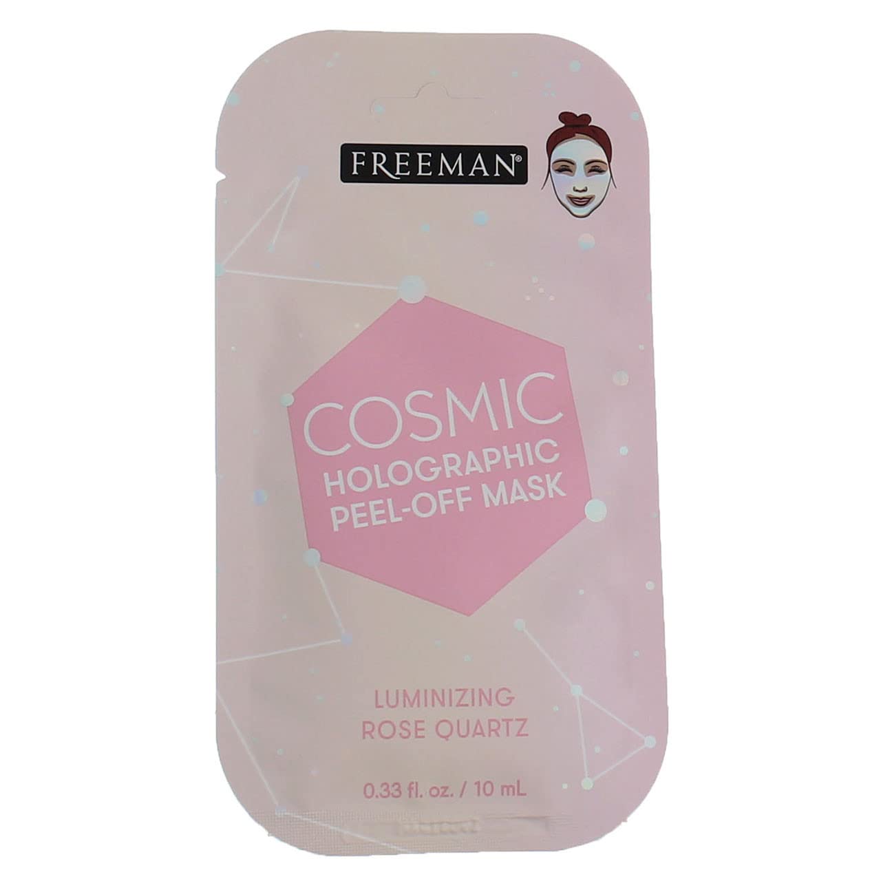 FreemanBeauty, Cosmic Holographic Peel-Off Mask, Luminizing Rose Quartz, 0.33 fl oz (10 ml)