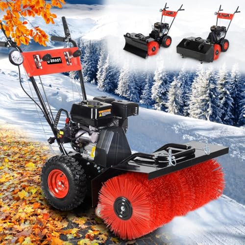 BRAST Kehrmaschine Benzin | Kehrbürste Laubsammler Schneeschieber | 4,8kW(6,5PS) - 5,14kW(7PS) | viele Modelle | 80-100cm Arbeitsbreite | Elektrostart | Schnellwechsel-System | 3in1 Funktion