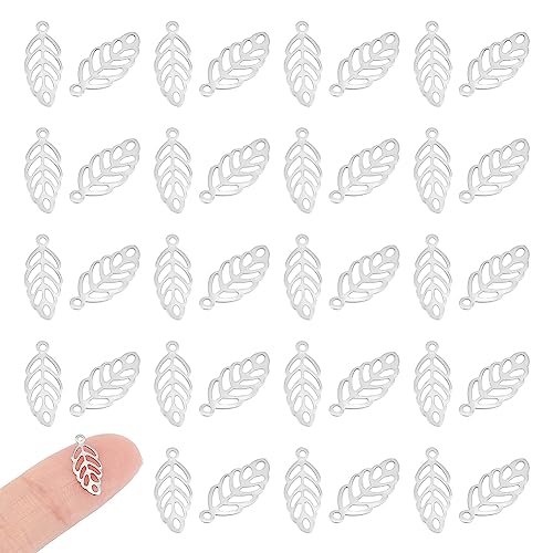 Breloques à motif de feuille acier inoxydable pour bijoux - UNICRAFTALE 50pcs