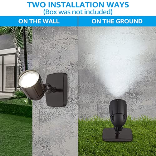 Leonlite 12W Led Bullet Flood Light With Knuckle Mount, 80W Eqv. 1550Lm, 100-277V Commercial Outdoor Weatherproof Landscape Light, Flag Pole Light, Ul-Listed, 5000K Daylight, Bronze #TOP5