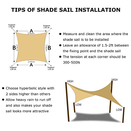 Kanagawa Sun Shade Sail 10'X10' Sand Square Uv Block Canopy Awning Shelter Fabric Cloth Screen For Outdoor Patio Garden Backyard Activities #TOP5