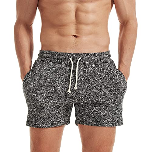 Aimpact Mens Sweat Workout Shorts 5 Inch Inseam Casual Athletic Jogger Short Shorts For Men(Dark Gray L(3Xl) #TOP22