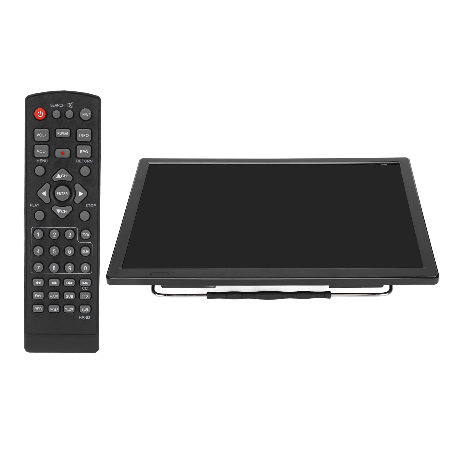 Moniteur de Télévision Numérique Portable de 16 Pouces TV HD 1080p à Piles, Prise en de la Vidéo 1080p MKV MOV AVI WMV MP4 Radio FM avec Support pour en Voiture en Plein Air