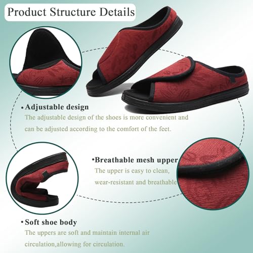 Generic Women's Extra Wide Diabetic Edema Shoes with Adjustable Closures Easy On Off, Elderly Swollen Feet Arthritis Non Slip Orthopedic Slippers2