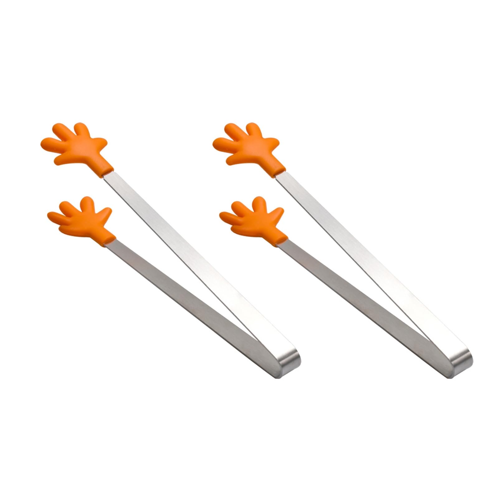 2Pcs Mini Silicone Ice Cube Clip, Heart Glove Hand Shape Food Serving Tongs, Food Grade Stainless Steel Kitchen Tongs