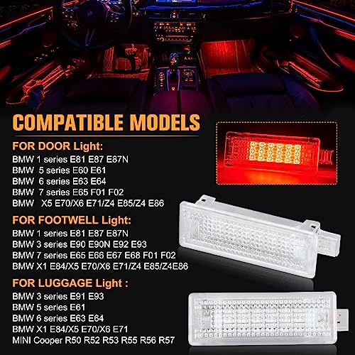 Luces de puerta LED rojas para maletero BMW E65 E91, kit de sustitución rápida Canbus 2