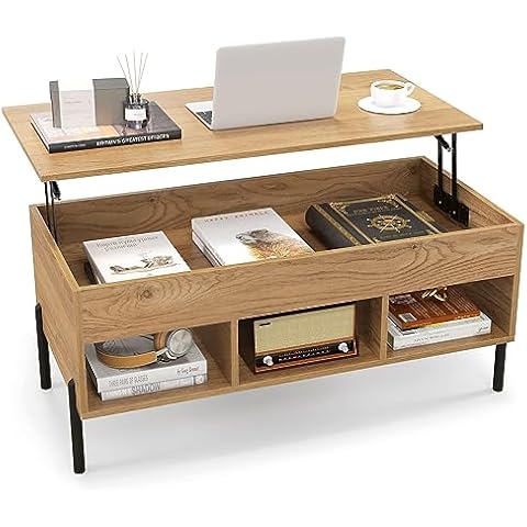 CASART Lift Top Coffee Table with Storage Cover