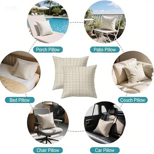 Housse coussin 65x65cm gris motif géométrique double face imperméable