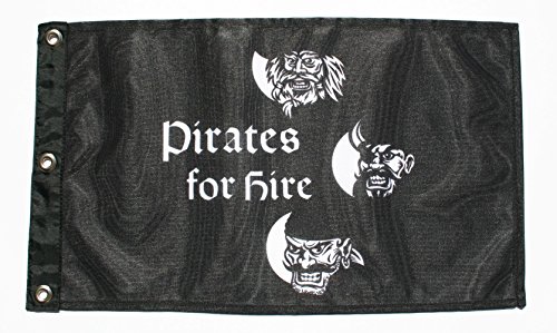 My Beer Cozy Pirates for Hire ~ Decorative Pirate Flags for Boats Black 18.5” X 11”
