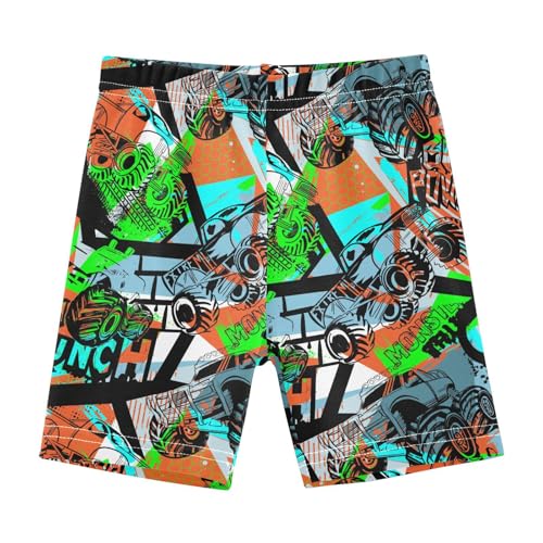 JHKKU Girls Monster Truck Shorts Cotton Cartwheel Bike Kids Biker Under Dress Dance Short Girl Clothes 10Y